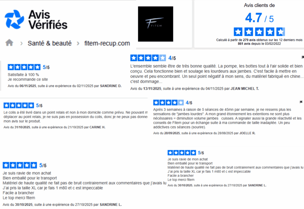avis des clients sur fitem bottes de pressothérapie