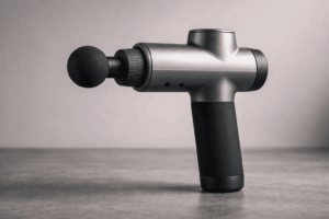Pistolet de massage Hyperice Hypervolt posé sur une surface