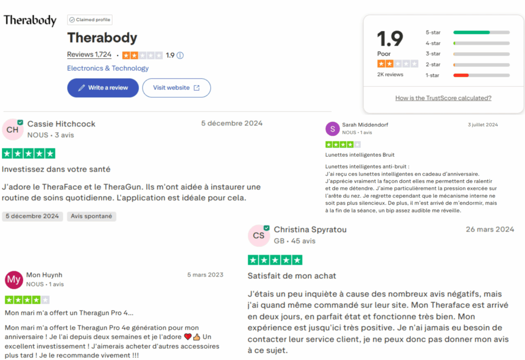 avis des clients sur therabody