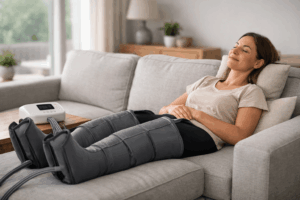 Relaxation avec pressothérapie dans le salon